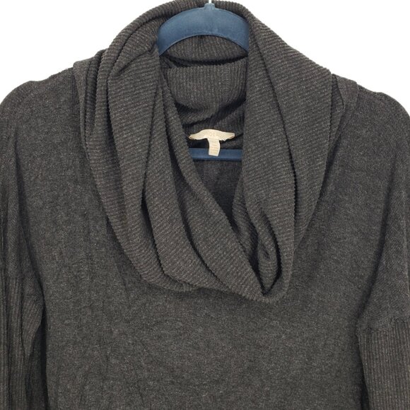 Bordeaux Anthropologie Ribbed Cowl Neck Tunic Top S Long Sleeves Charcoal Gray - Picture 6 of 9